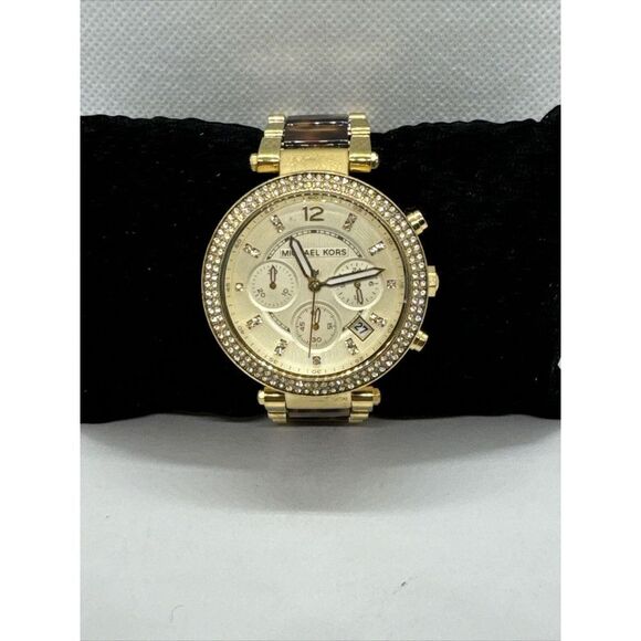 Michael Kors Parker MK5688 Women's Gold Tortoise Analog Dial Quartz Watch JNA432 - Picture 1 of 11
